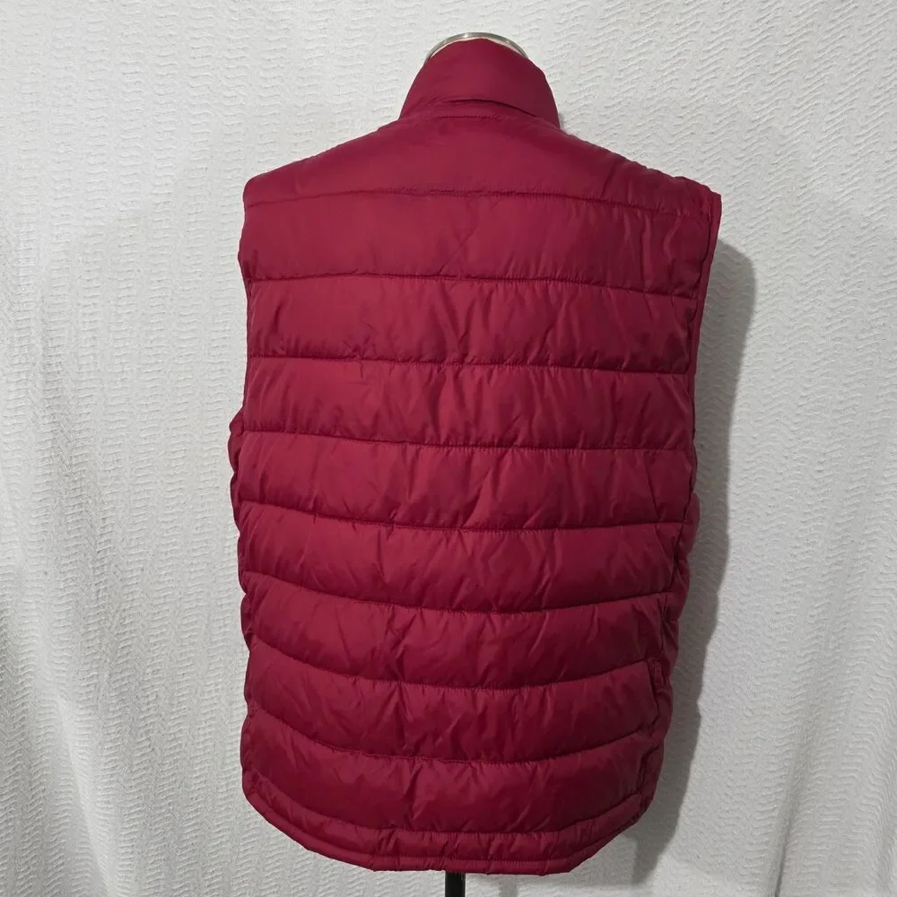 NWOT Tek Gear Men Puffer Lightweight Vest Dark Red Quilted Full Zip L